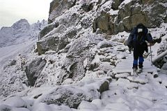17 Jerome Ryan Trekking Out Of Gokyo After A Snowfall